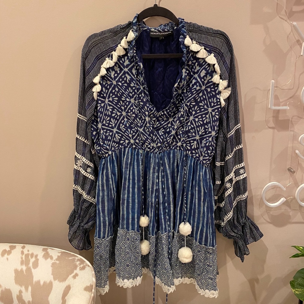Hemant&Nandita Indigo Short Dress